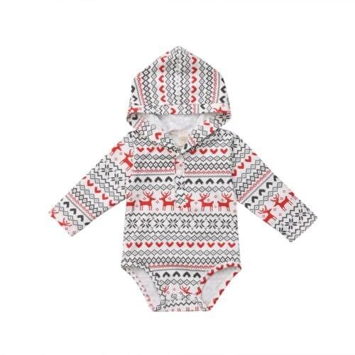 Xmas Newborn Kids Baby Boy Girl Long Sleeve Deer Romper Christmas Outfits Clothes
