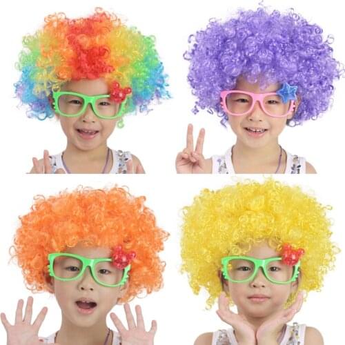 Hot sale 1PC Children Halloween Curly performance props wig Funny fluffy funny clown wig caps Dress Hair Wigs Xmas Party Costume