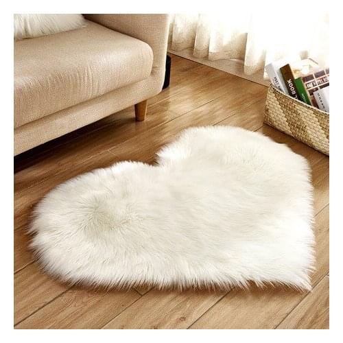HeartShape Fur Rugs Solid Carpet Living Room Deco Artificial Skin Cover Mat Pad Area Fluffy Rectangle Anti-Slip Plain Sofa Chair
