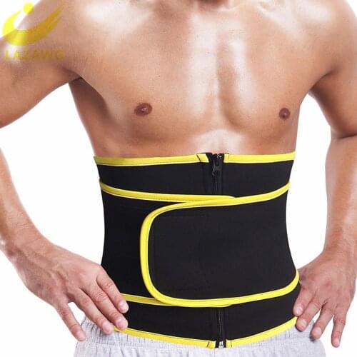 LAZAWG Men Sauna Sweat Neoprene Belt Waist Trainer Body Shaper Modeling Tummy Cincher Corsets Burner Workout Belly Weight Loss