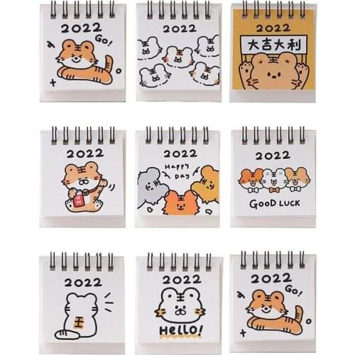 1pc 2022 Lucky Tiger Table Desk Calendar Student Children Agenda Planner Memo Cute Creative Mini Desk Calendar