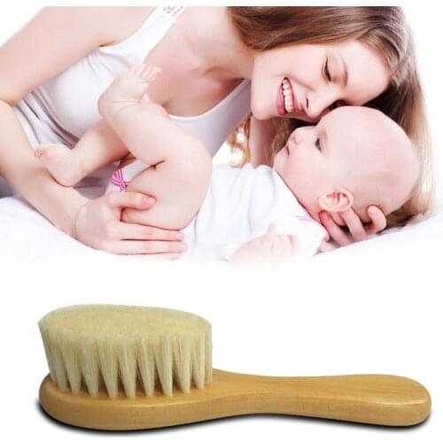 New Baby Care Pure Natural Wool Baby Wooden Brush Comb Brush Baby Hairbrush Newborn Hair Brush Infant Comb Head Massager
