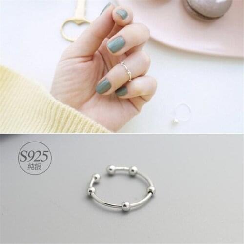 New High Quality Popular Simple Delicate Ball Bead 925 Sterling Silver Not Allergic Personality Women Opening Rings SR584