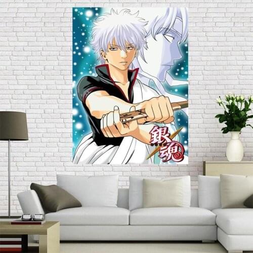 New arrival Custom Gintama Canvas Painting Poster Home Decor Cloth Fabric Wall Art Poster for Living Room