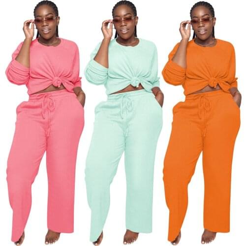 D8281 Wholesale Items Clothing Ladies Sweater Long Sleeved Pants Sports Casual Ladies Two Piece Suit Womens Outfits