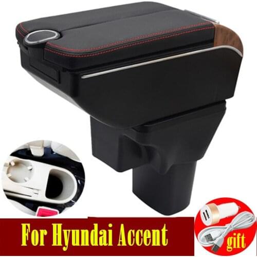For Hyundai Accent Verna Armrest box 2006-2011 Double doors open 7USB Centre Console Storage Box Arm Rest