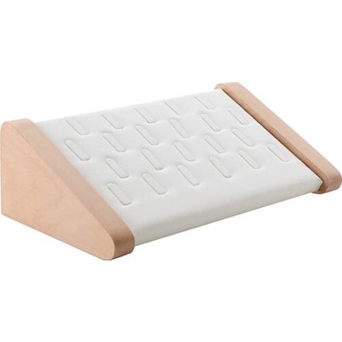 Solid Wood 22 Slot Rings Display Stand Jewelry Storage Box Display Cabinet Pendant Earring Showcase Trays