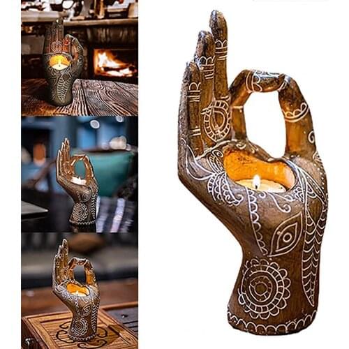 Candlestick Holder Delicate Decorative Resin OK Posture Palm Hand Candle Rack Decoration for Friends