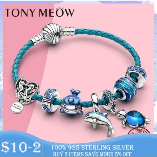 CODEDOG Dolphin Charm 925 Sterling Silver Ocean Series Beads Charm fit Original Pan Charm Bracelet Silver 925 Jewelry