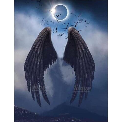 Full Moon Diamant Painting 5D DIY Diamond Embroidery Fantasy angel wings diamond painting cross stitch home decoration art DF21