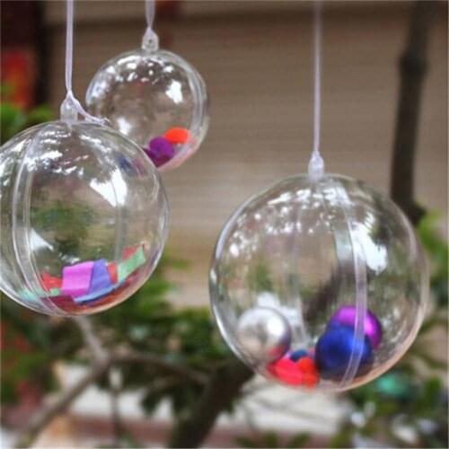 Clear Plastic Acrylic Fillable Transparent Ball Ornament Bauble Sphere for Wedding Party Festival Home Decor 4 / 5/ 7 / 8cm