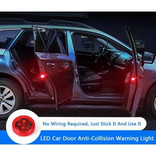 QHCP Universal Car Door LED Open Warning Safety Anti-Collision Lights Magnetic Sensor Strobe Flashing Alarm Lights Parking Lamp