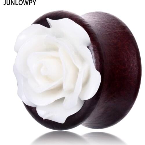 TIANCIFBYJS Wooden Flower Ear Gauges Plugs Piercing Plug Pircing Earring Expander Sterchering Body Jewelry Flesh Tunnels 70pcs