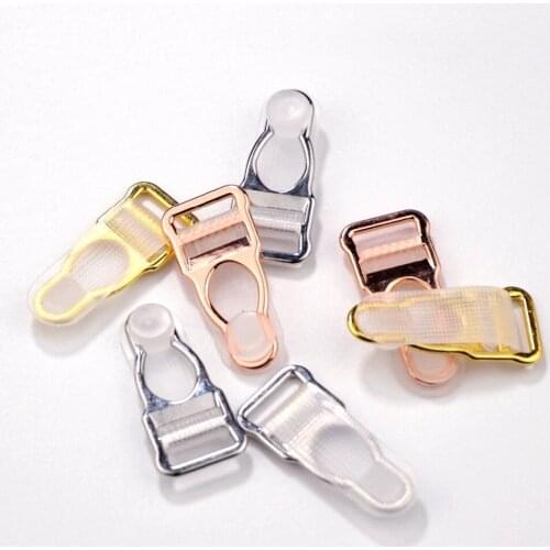 Sutoyuen 300pcs/lot Silver / Gold / Rose Gold Nickel Plated Alloy Suspender Clip Garter Belt Clips 12mm Women Leg Garter Grips