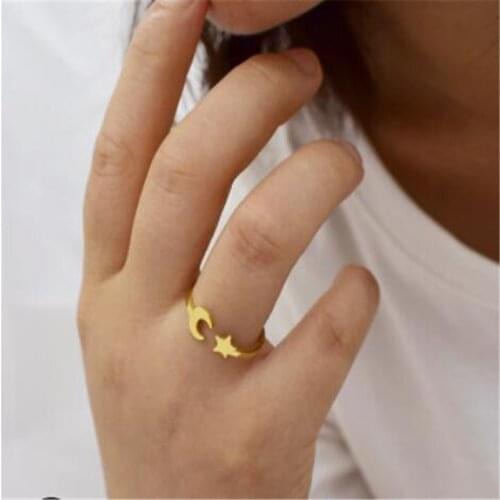 Europe And The United States Are Popular, Star Moon Ring Contracted Joker Star Moon Ring