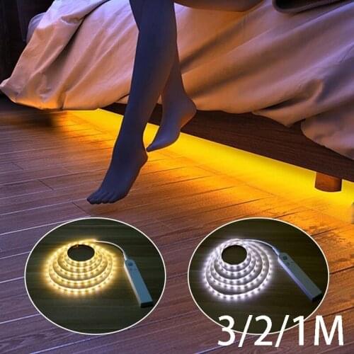 3/2/1m Cabinet Light Tape LED Motion Sensor Strip Light Waterproof Wireless PIR Lamp Battery Stairs Wardrobe Bedside Lights