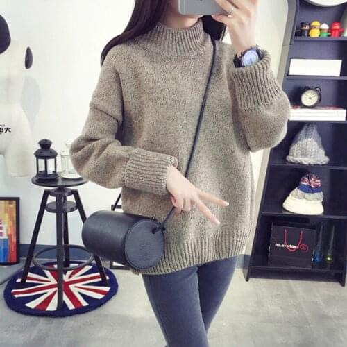 14-20Age girl autumn winter knitted sweater coat high-necked thick warm solid color Korean style in Older child quality clothing