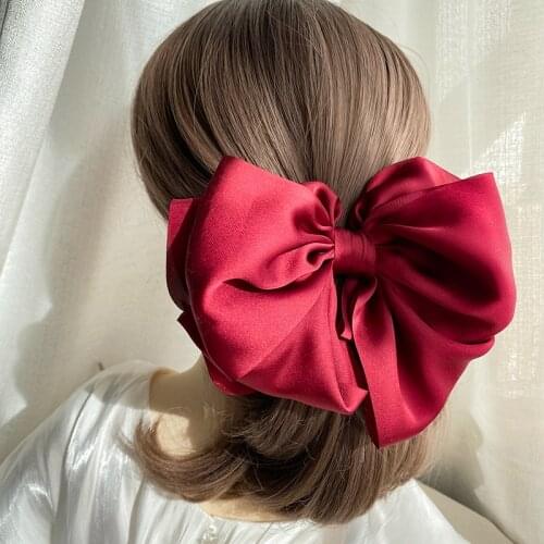 Fashion Satin Barrette Bow Temperament Elegant Back Head Hairpin For Woman Girls Retro Hair clip Headwear Hair Accessories
