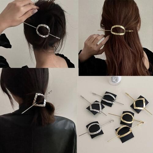 Simple Gold Silver Hair Sticks Cold Style Metal Ponytail Hair Clips Braided Hair Styling Hairpin Korean Bun Brattes Headwear