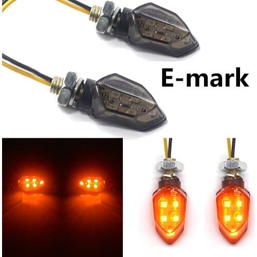 2pcs E-mark Mini Universal Motorcycle LED Turn Signal Indicators Light Amber Blinker Led Motorbike Super Bright Lamp