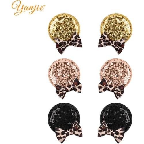 2021 New Arrival 2.8" Sequins Mouse Ears Hair Clip Handicraft DIY Hair Accessories For Girl Ponytail Princess Barrette Headwear