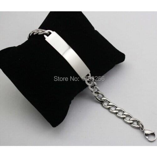Lot 5pcs in bulk Jewlery Stainless Steel Smooth NK Curb Chain Link ID Bracelet For Women Women 6mm 8 inch