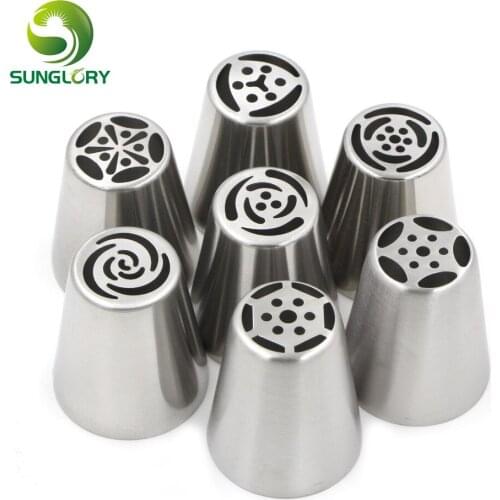 7PCS/SET Stainless Steel Russian Pastry Nozzles Fondant Icing Piping Tips Set Cake Decorating Tools Boquillas Para Reposteria