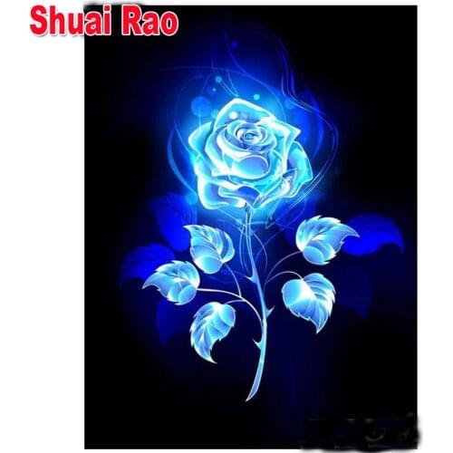 Diamond Painting Cross Stitch Pattern 5D Diamond Embroidery "Rose flower blue" Home Decor DIY diamond Art
