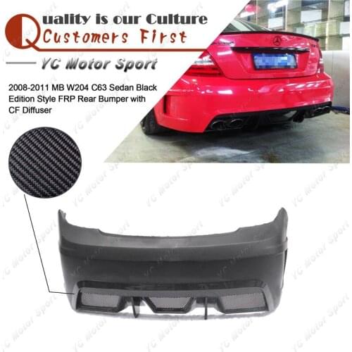 Car Accessories Black E Style FRP Fiber Glass Rear Bumper with Carbon Diffuser Fit For 2008-2011 MB W204 C63 Sedan Front Bumper