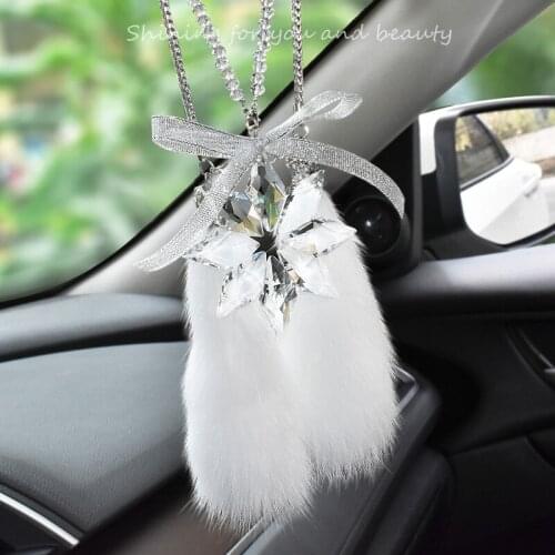 Car crystal Plush tail snowflake romantic Pendant Hanging pendant rear view mirror Pendant in vehicle Auto interior Decoration
