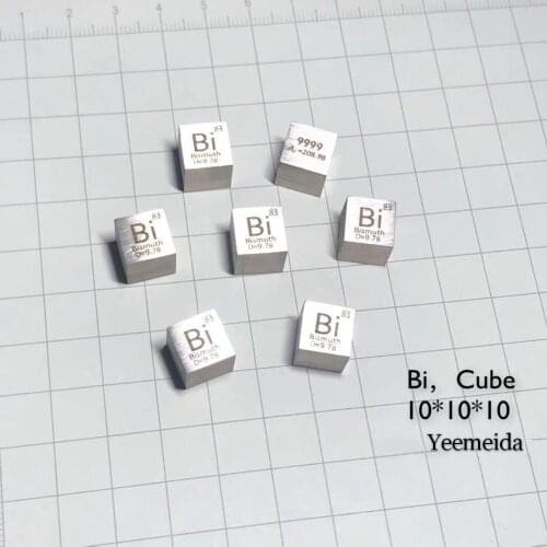 Free shipping 5pcs & 10pcs 99.99% purity Bi carved element periodic table 10mm cube with 9.73g Bismuth ingot / pellet / block