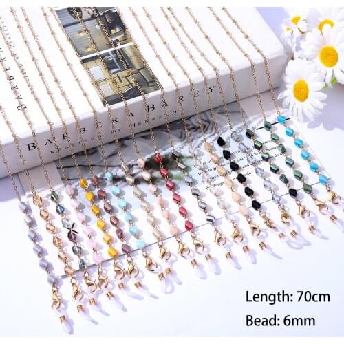 2021 Bohemian Crystal Glass Beaded Glasses Chain Lanyard New Jewelry Fashion for Women Trendy Sunglasses Chain Mask Holder Gifts