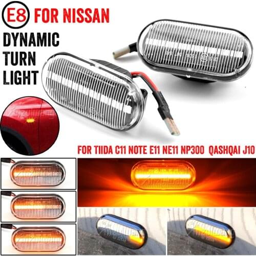 For Nissan Tiida C11 Note E11 Micra K12 NP300 Navara D40 Qashqai J10 LED Dynamic Side Marker Turn Signal Light Repeater Lamp