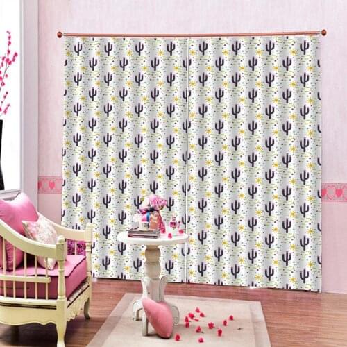 Custom Cartoon Sun Printed And plant Curtains Digital Print For Living Room Bedroom Bedroom Blackout Drapes Indoor Decor Sets
