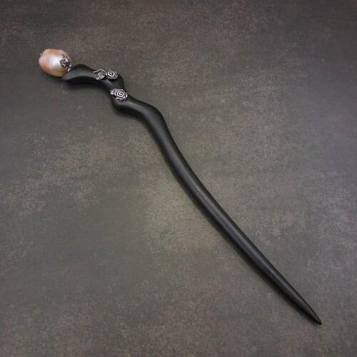 Baroque Freshwater Pearl Silver Ebony Hair Stick Thai Silver Wooden Hair Fork Chinese Hairpin Hair Accessories Pince WIGO1107