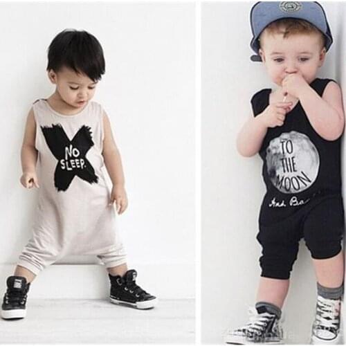 2020 Baby Boys Clothes Summer Sleeveless Letter Print Vest Jumpsuit Infant Baby Boy Casual Romper Jumpsuit Outfits Clothes