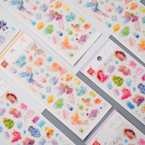 2pc Kawaii Angel Crystal Epoxy Sticker Three-dimensional Handmade Sticker Stationery Decoration Kindergarten Reward Supplies