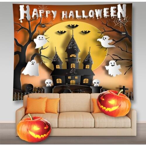 Amawill Halloween Decorations Tapestries Big Plush Spider Skull Bat Pumpkin Toys Halloween Party Cake Toppers Latex Balloons