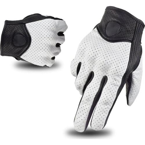 Summer Perforated Motorcycle Gloves ICO-N Goat Leather Breathable Moto Guantes Touch Screen Motorbike Motocross Gloves Bicycle