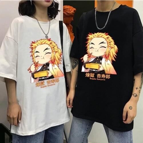 2021 Hot Anime Demon Slayer T Shirt Men Kawaii Summer Tops Rengoku Kyoujurou Graphic Tees Harajuku Tshirt Male