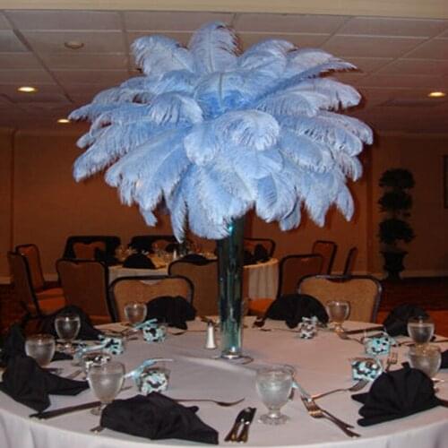 Hot! 50 Pcs Natural 15-60cm / 6-24 inches Sky Blue Color Ostrich Feathers ostrich plumes for Carnival party wedding decorative