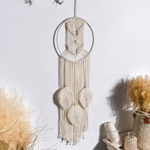M17D Macrame Wall Hanging Dream Catchers Boho Handmade Woven Leaves Tapestry for Kids