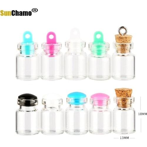 Cork Stopper Mini Glass Bottle Tiny Glass Jars with Cork Decorative Wish Vials for Decoration 13x18mm Multicolor Bottle Cap