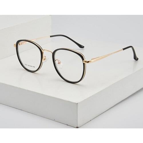 Metal Optical Glasses Frame men Women Clear Lens Spring Leg Eyewear Gold Prescription Eyeglasses Frames lunette de vue No Degree
