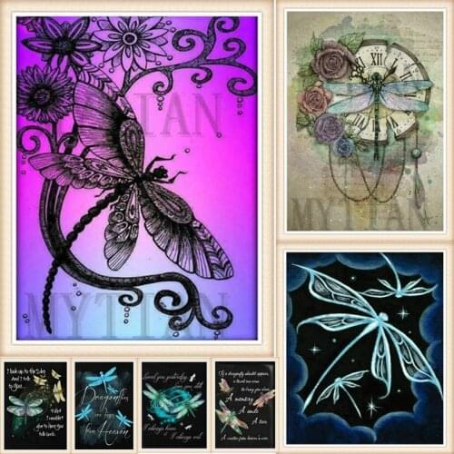 New sale 5d diy diamond painting Dragonfly character animal picture full square/round diamond mosaic home art decoration girt