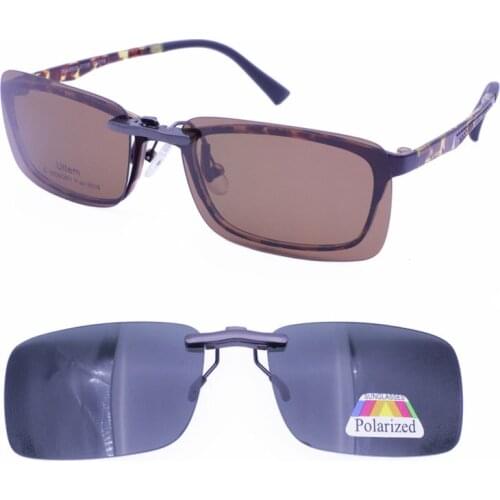 Metal single clip on TAC polarized square sunglasses lenses for myopia hyperopia eyeglasses night vision yellow lenses