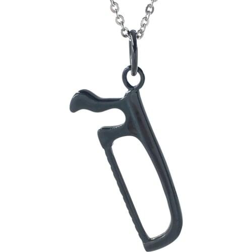 Stainless Steel Necklace for Man Saw Pendant Free Chain GH1216-8