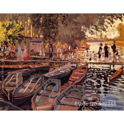 Christmas Gift art on Canvas Bathers At La Grenouillere by Claude Monet Painting High Quality Handmade