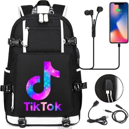 TIK TOK Backpack Men Women Laptop Canvas Black Solid High School Bags Teens College Students BackPack Travel Daily Backpack
