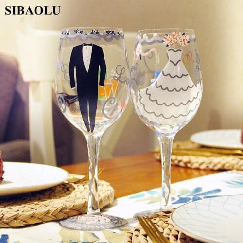 Wedding Hand-painted Crystal Glass Ornament Red Wine Glass Goblet Creative Wine Glasses Champagne Glasses Wedding Centerpieces